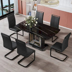 Dining table. Black imitation marble pattern desktop. Black MDF table legs, gold lines, black base