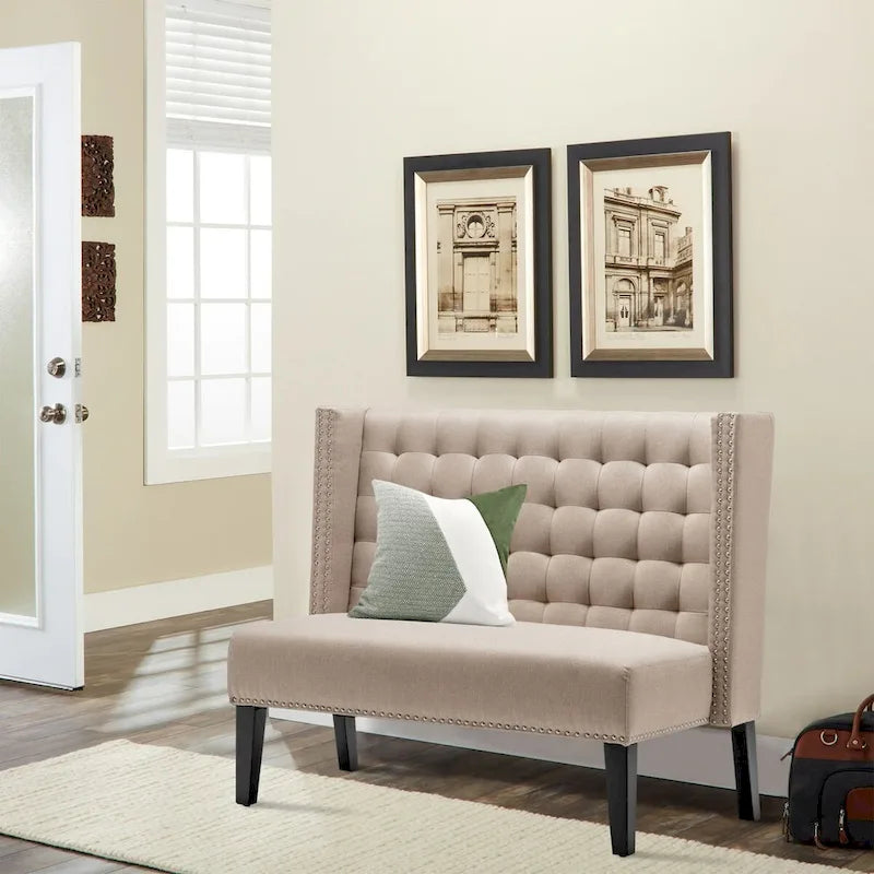 Settee couch,Modern Loveseat Settee Bench Sofa 2-Seat Sofa Couch Tufted Love Seat Dining Bench with Nail Head for Living Room