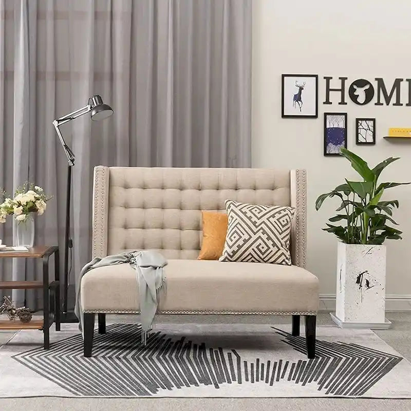 Settee couch,Modern Loveseat Settee Bench Sofa 2-Seat Sofa Couch Tufted Love Seat Dining Bench with Nail Head for Living Room