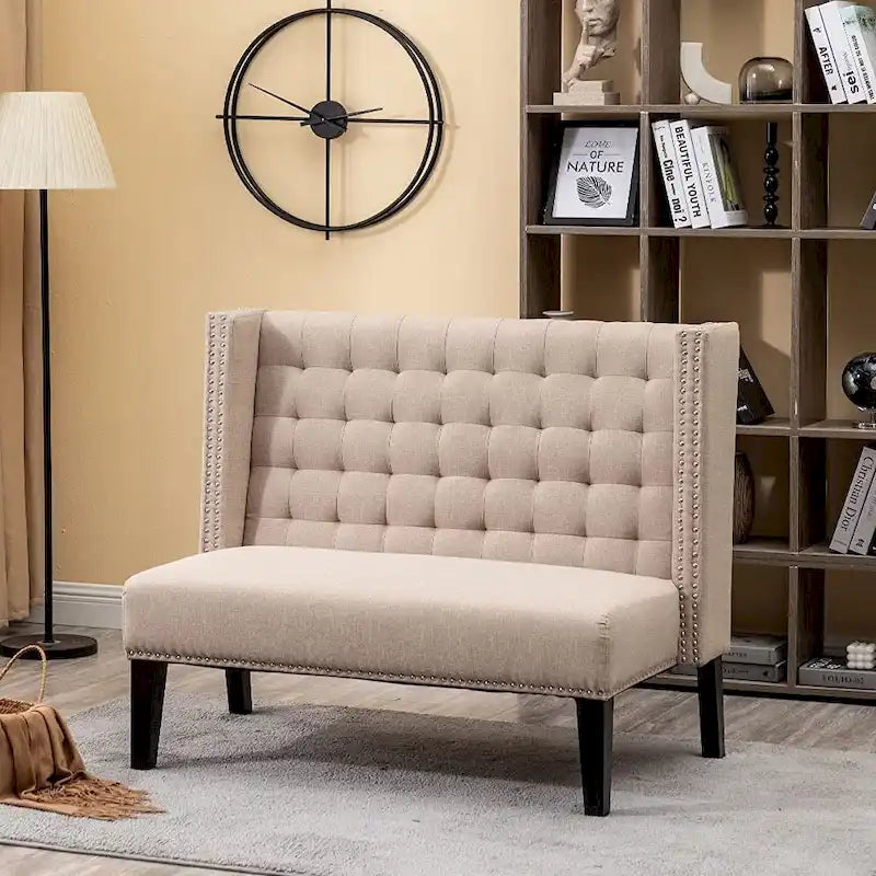 Settee couch,Modern Loveseat Settee Bench Sofa 2-Seat Sofa Couch Tufted Love Seat Dining Bench with Nail Head for Living Room