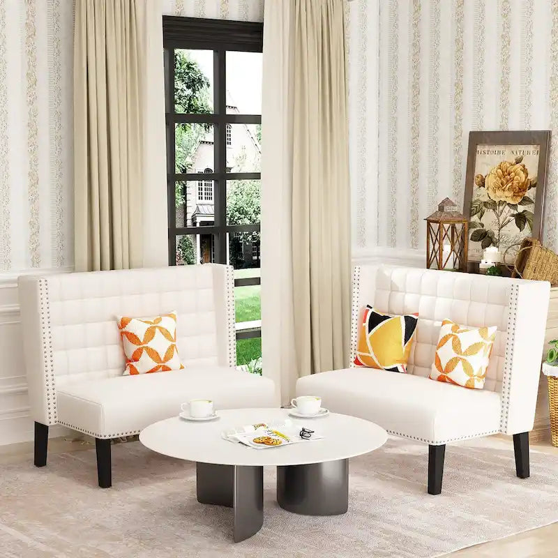 Settee couch,Modern Loveseat Settee Bench Sofa 2-Seat Sofa Couch Tufted Love Seat Dining Bench with Nail Head for Living Room
