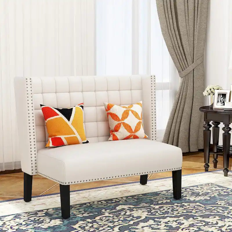 Settee couch,Modern Loveseat Settee Bench Sofa 2-Seat Sofa Couch Tufted Love Seat Dining Bench with Nail Head for Living Room