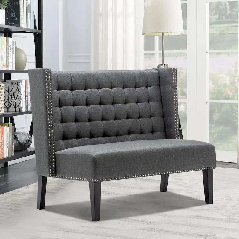Settee couch,Modern Loveseat Settee Bench Sofa 2-Seat Sofa Couch Tufted Love Seat Dining Bench with Nail Head for Living Room