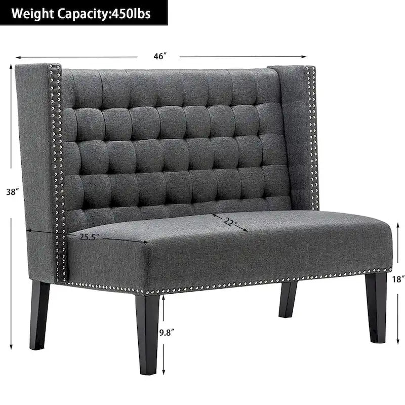 Settee couch,Modern Loveseat Settee Bench Sofa 2-Seat Sofa Couch Tufted Love Seat Dining Bench with Nail Head for Living Room
