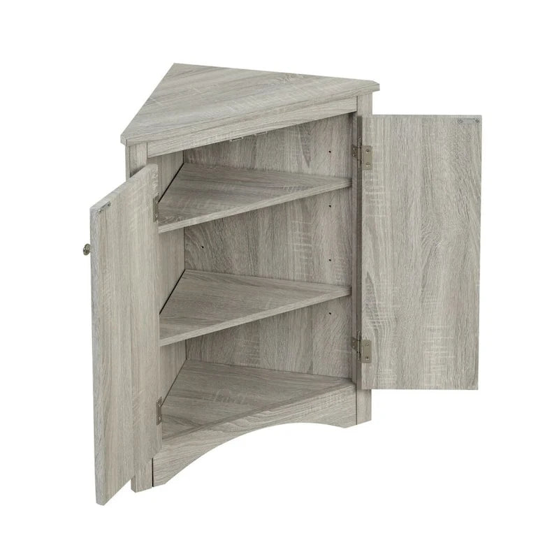 MDF Triangle Corner Cabinet with Adjustable Shelves