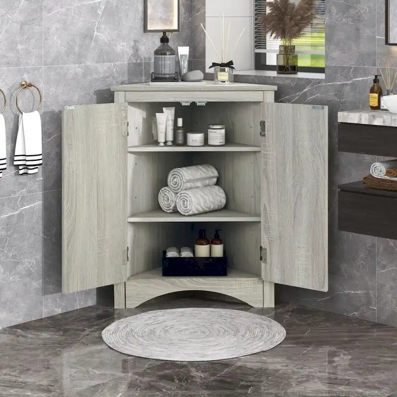 MDF Triangle Corner Cabinet with Adjustable Shelves