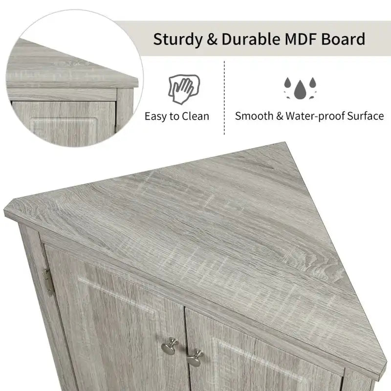 MDF Triangle Corner Cabinet with Adjustable Shelves