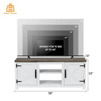 58-inch Farmhouse White Barn Door Media Console TV Stand for TVs up to 65