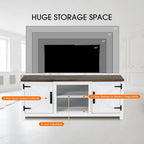 58-inch Farmhouse White Barn Door Media Console TV Stand for TVs up to 65