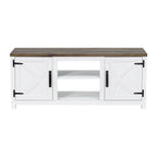 58-inch Farmhouse White Barn Door Media Console TV Stand for TVs up to 65