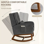 Rocking Chair, Indoor Upholstered Rocking Chair for Living Room, Modern Glider Rocker Chair w/Pillow