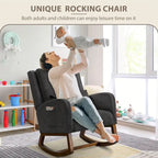 Rocking Chair, Indoor Upholstered Rocking Chair for Living Room, Modern Glider Rocker Chair w/Pillow