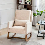 Rocking Chair, Indoor Upholstered Rocking Chair for Living Room, Modern Glider Rocker Chair w/Pillow