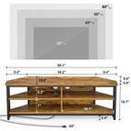 Farmhouse Wood Corner TV Stand with Power Outlet, Space Saving Entertainment Center Media TV Console Table