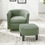 Corduroy Swivel Accent Chair with Ottoman