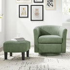 Corduroy Swivel Accent Chair with Ottoman