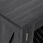 59 Coffee Bar Cabinet Barn Door Storage Cabinet With 2 Large Drawers & Visual Grid Door