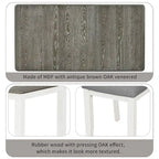 Retro Style 7 PCS Dining Table Set for 6-Extendable Table and 6 Upholstered Chairs