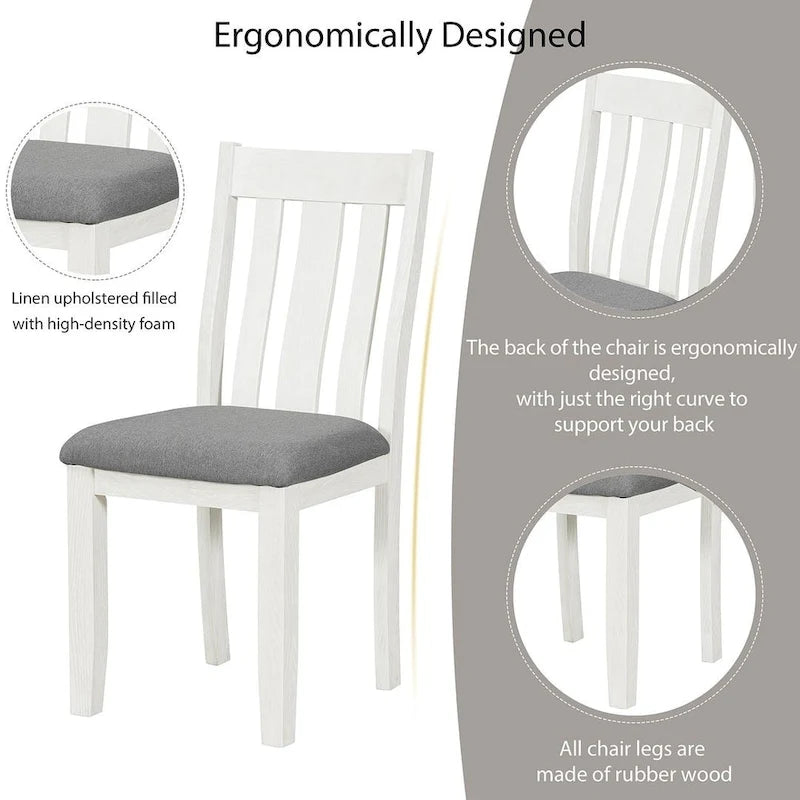 Retro Style 7 PCS Dining Table Set for 6-Extendable Table and 6 Upholstered Chairs
