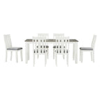 Retro Style 7 PCS Dining Table Set for 6-Extendable Table and 6 Upholstered Chairs