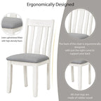 Retro Style 7 PCS Dining Table Set for 6-Extendable Table and 6 Upholstered Chairs