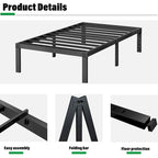 14 Inch Heavy Duty Bed Frame, No Box Spring Needed, Noise Free