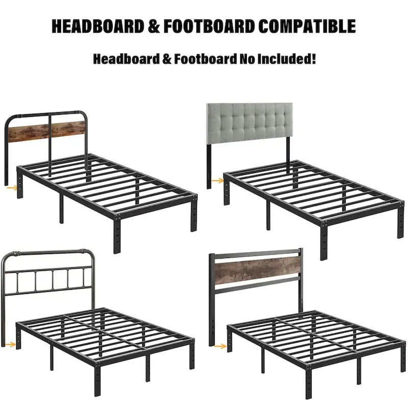 14 Inch Heavy Duty Bed Frame, No Box Spring Needed, Noise Free
