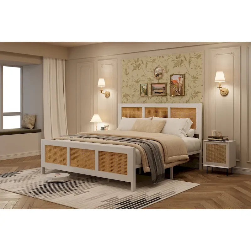 Rattan Bed Frame with Headboard