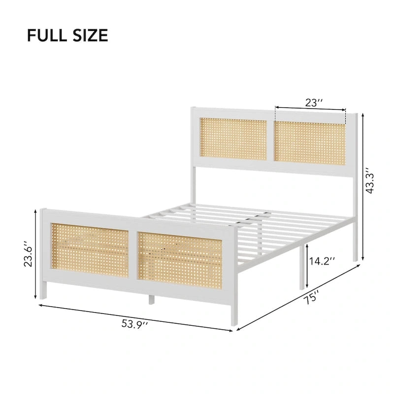 Rattan Bed Frame with Headboard