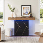 43.3 Farmhouse Pedestal Console Table, Sofa Table For Living Room, Entry Table For Entryway, Narrow Desk
