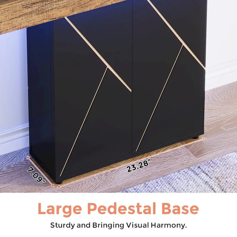 43.3 Farmhouse Pedestal Console Table, Sofa Table For Living Room, Entry Table For Entryway, Narrow Desk