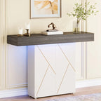 43.3 Farmhouse Pedestal Console Table, Sofa Table For Living Room, Entry Table For Entryway, Narrow Desk