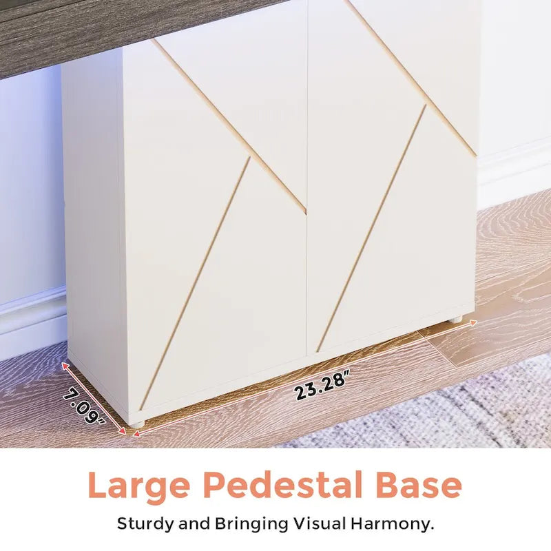 43.3 Farmhouse Pedestal Console Table, Sofa Table For Living Room, Entry Table For Entryway, Narrow Desk