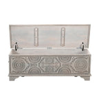 Clara Carved Solid Wood Storage Ottoman