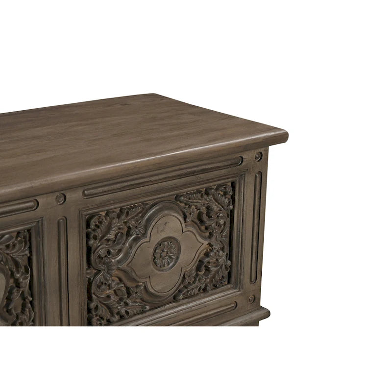 Clara Carved Solid Wood Storage Ottoman