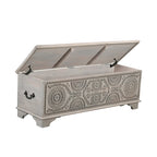 Clara Carved Solid Wood Storage Ottoman