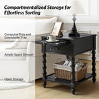 Eric Traditional 26 Tall Solid Wood End Table with USB Set of 2by HULALA HOME