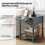 Eric Traditional 26 Tall Solid Wood End Table with USB Set of 2by HULALA HOME