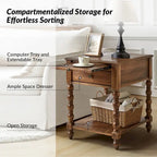 Eric Traditional 26 Tall Solid Wood End Table with USB Set of 2by HULALA HOME