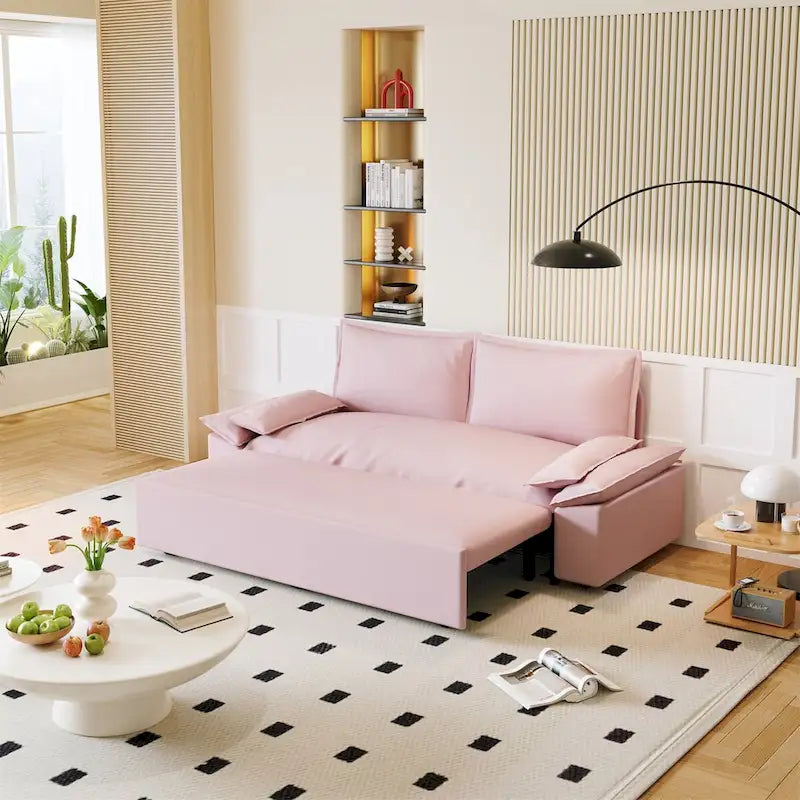 70.1 3-in-1 Convertible Queen Pull Out Sofa Bed with 2 Soft Pillows