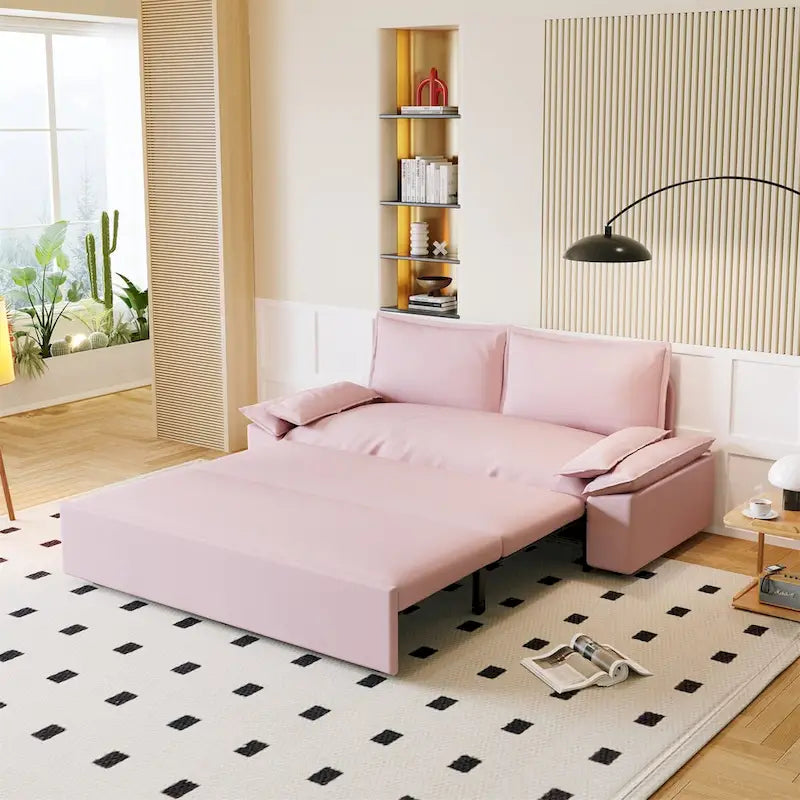 70.1 3-in-1 Convertible Queen Pull Out Sofa Bed with 2 Soft Pillows