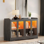 Moasis 55 Sideboard Buffet Cabinet with LED Light, Storage Cabinet with Doors and Adjustable Shelves