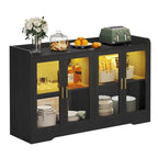 Moasis 55 Sideboard Buffet Cabinet with LED Light, Storage Cabinet with Doors and Adjustable Shelves