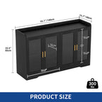 Moasis 55 Sideboard Buffet Cabinet with LED Light, Storage Cabinet with Doors and Adjustable Shelves