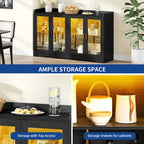 Moasis 55 Sideboard Buffet Cabinet with LED Light, Storage Cabinet with Doors and Adjustable Shelves
