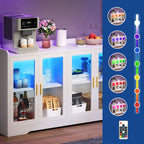 Moasis 55 Sideboard Buffet Cabinet with LED Light, Storage Cabinet with Doors and Adjustable Shelves