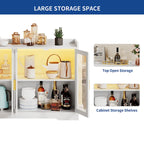 Moasis 55 Sideboard Buffet Cabinet with LED Light, Storage Cabinet with Doors and Adjustable Shelves