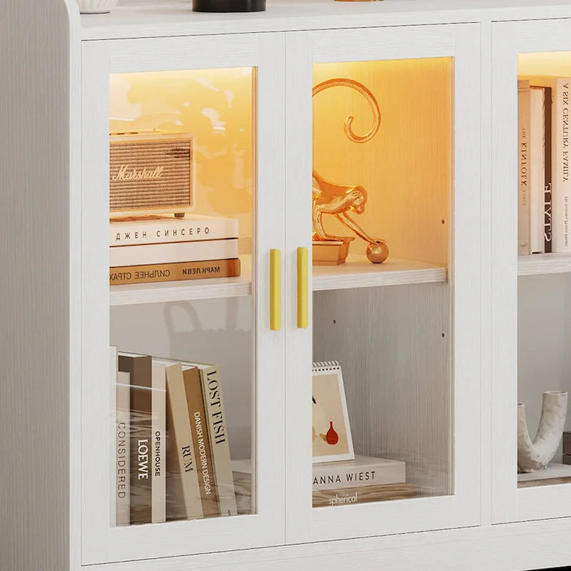 Moasis 55 Sideboard Buffet Cabinet with LED Light, Storage Cabinet with Doors and Adjustable Shelves