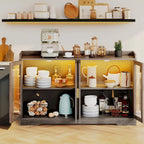 Moasis 55 Sideboard Buffet Cabinet with LED Light, Storage Cabinet with Doors and Adjustable Shelves