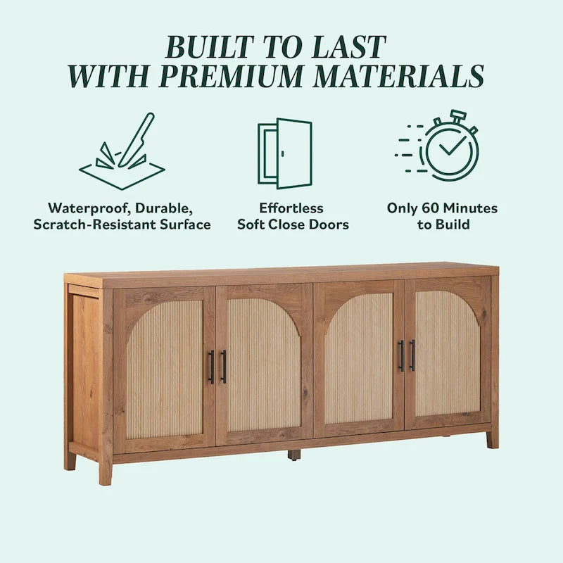 Middlebrook Modern 70-inch Reeded Sideboard with Arched Doors